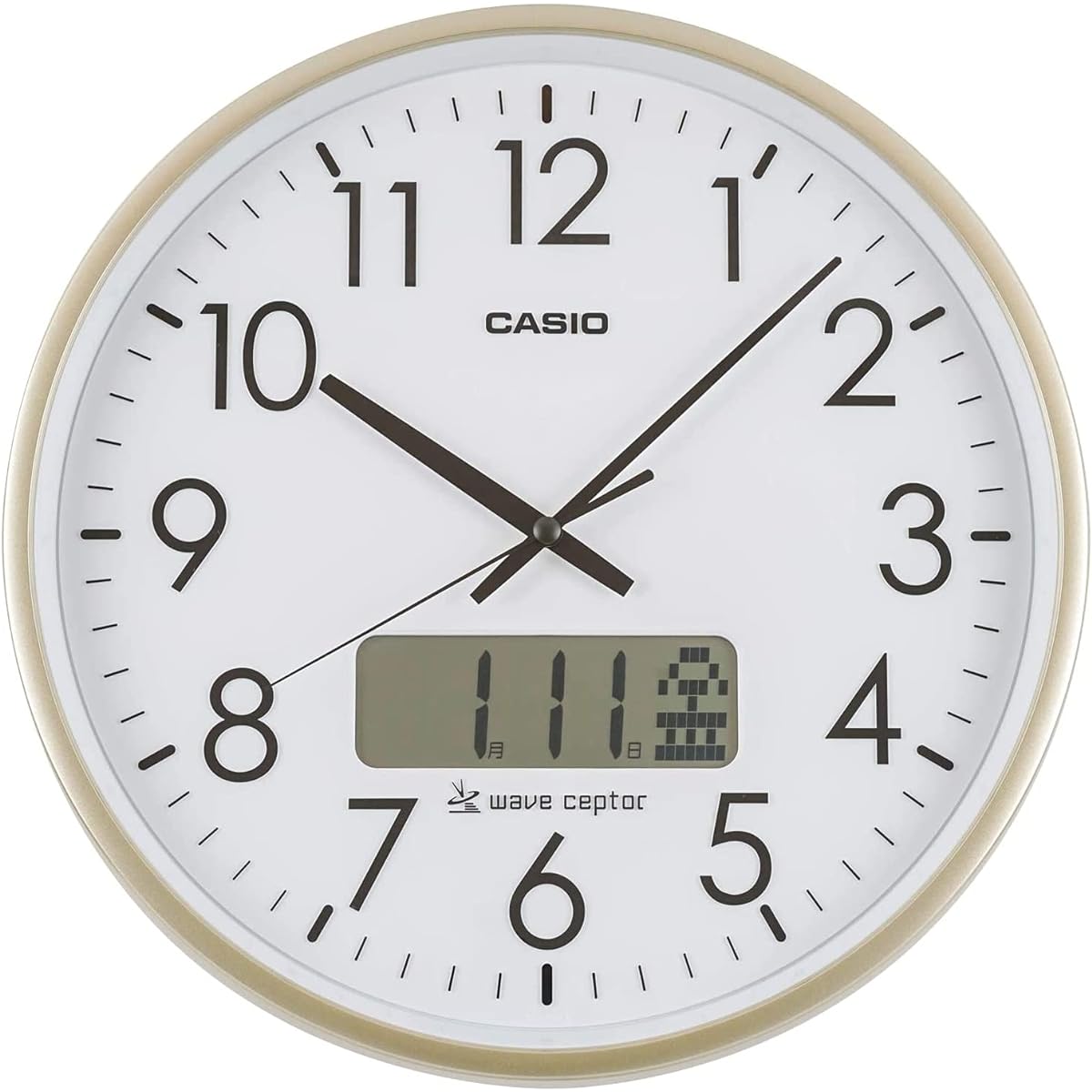 CASIO wall clock radio wave gold diameter 36cm analog program time signal function calendar display IC-2100J-9JF