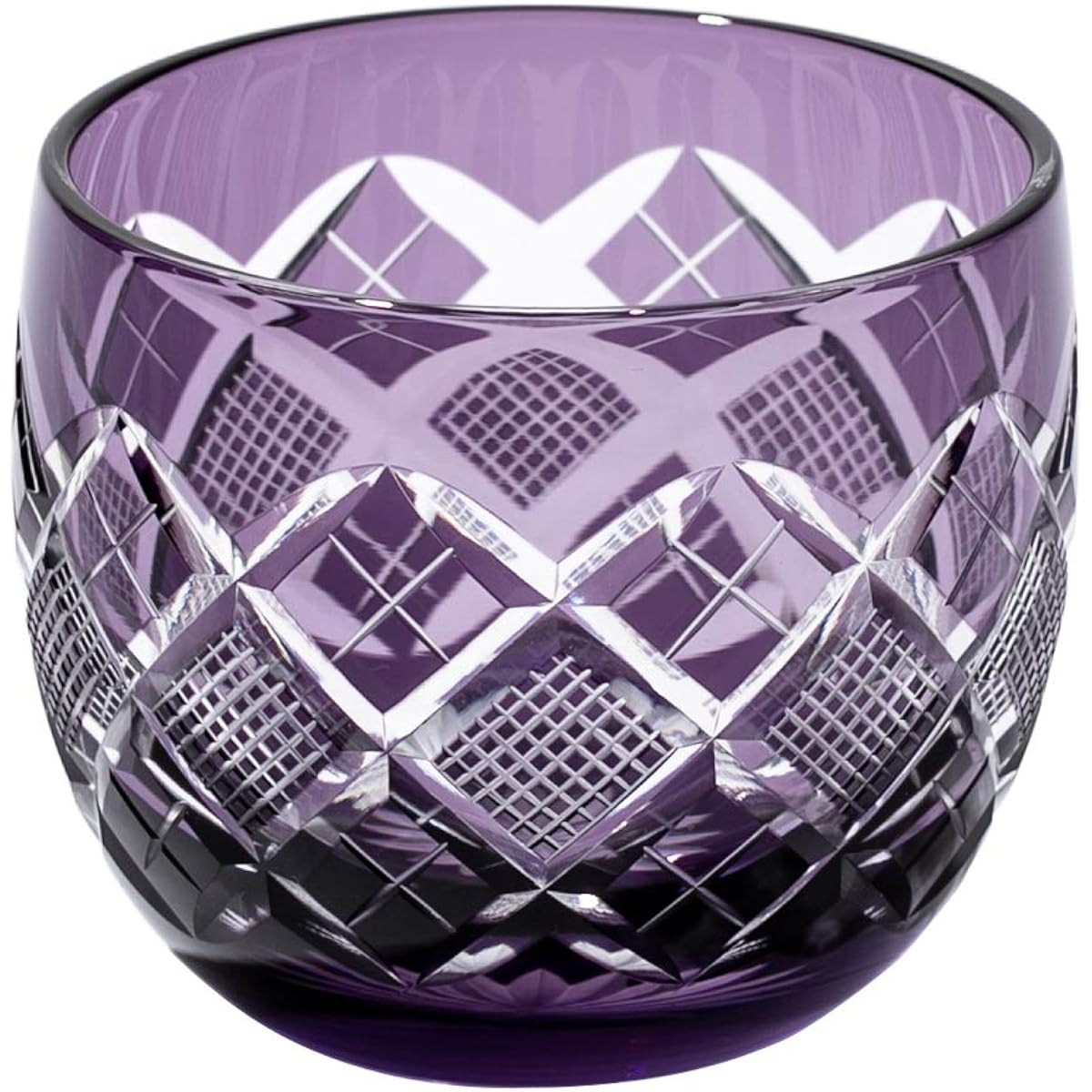 [Taimuro Kobo Official] Edo Kiriko Yarai Uoko crest sake cup (Edo purple) TB90232M in wooden box Made in Japan