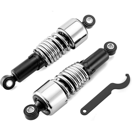 WSays 10.5" Chrome Rear Shock Lowering Kit Preload Adjustable Compatible with Harley Dyna 1991-2017