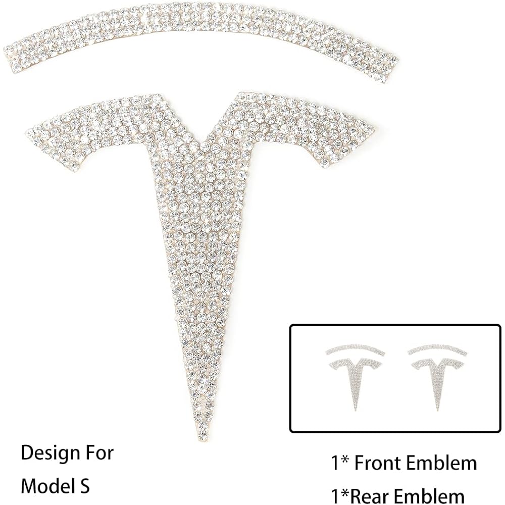 TOPDALL Frontor Unique Crystal Glitter Deccal Decoration Cover Sticker Tesla Model S and Model 3