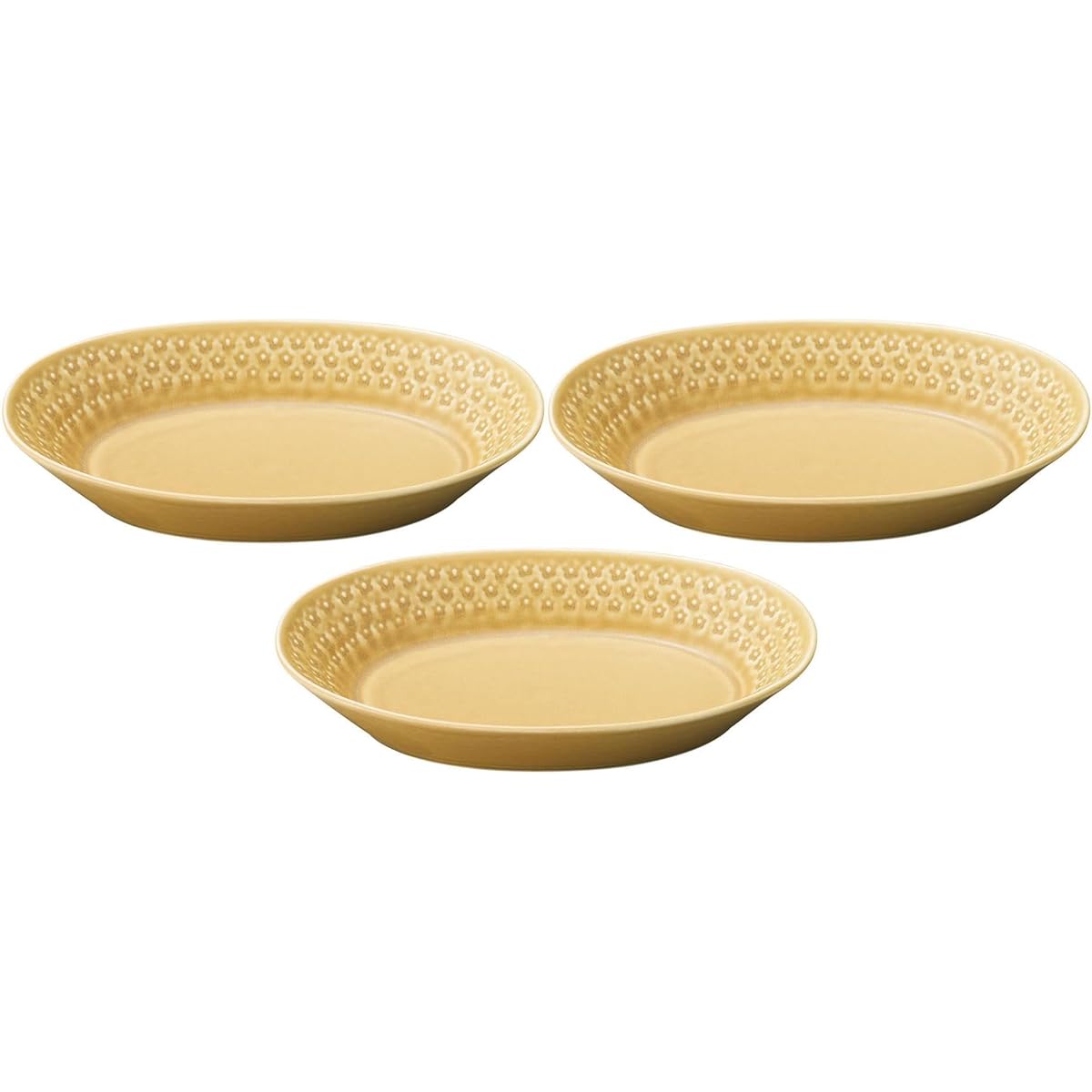Set of 3 Flower Stamps (Brown) Oval Pot [26.5×17×4.7cm] | Large Bowl