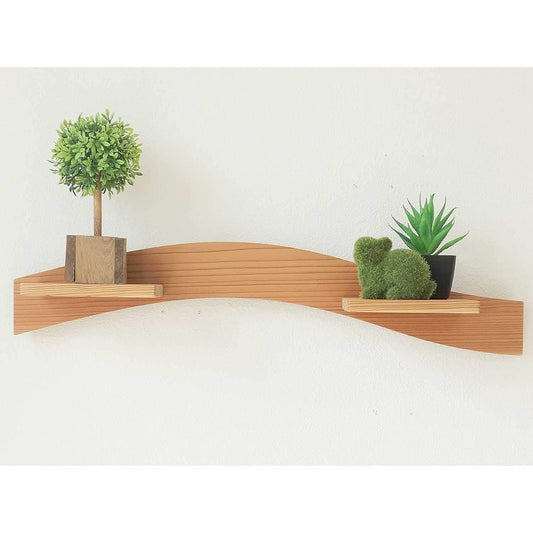 Kawai Kougyou Humyhumy Wall Shelf WAVE Short Cloud Natural 4711 <Body> Approx. Width 50 x Height 5.5cm, <Shelf Size> Approx. Width 12 x Depth 9cm