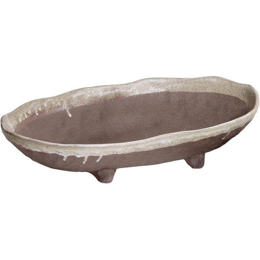 Plus Garden Stem Vase, Kobune (W480 x D300 x H100) mm, No Bottom Hole, Susuki, Shigaraki Ware 220-01