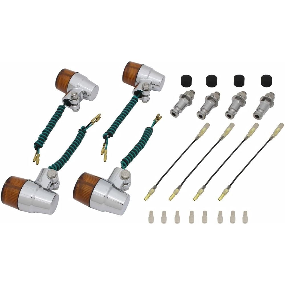 POSH Motorcycle Supplies Super Bike Mini Type Turn Signal Vehicle Specific Set SR400/FI('85~) ・SR500('85~'98) Plated Body/Clear Lens 010033-33