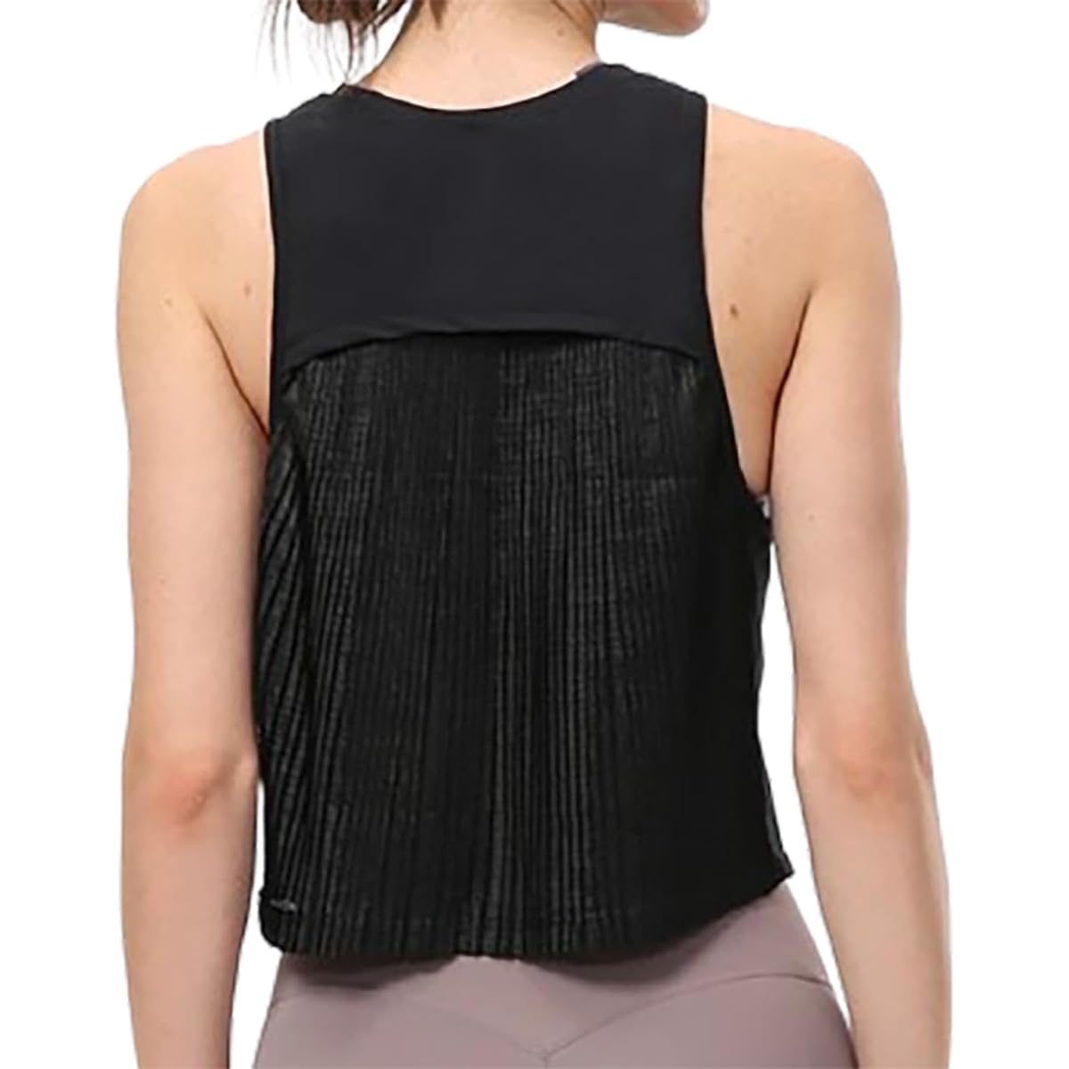 [and-L] Yoga Tank Top, Women's Sports Top, Yoga Wear, Quick Drying, Loose, Body Covering, Short Length, Sleeveless, Pleated