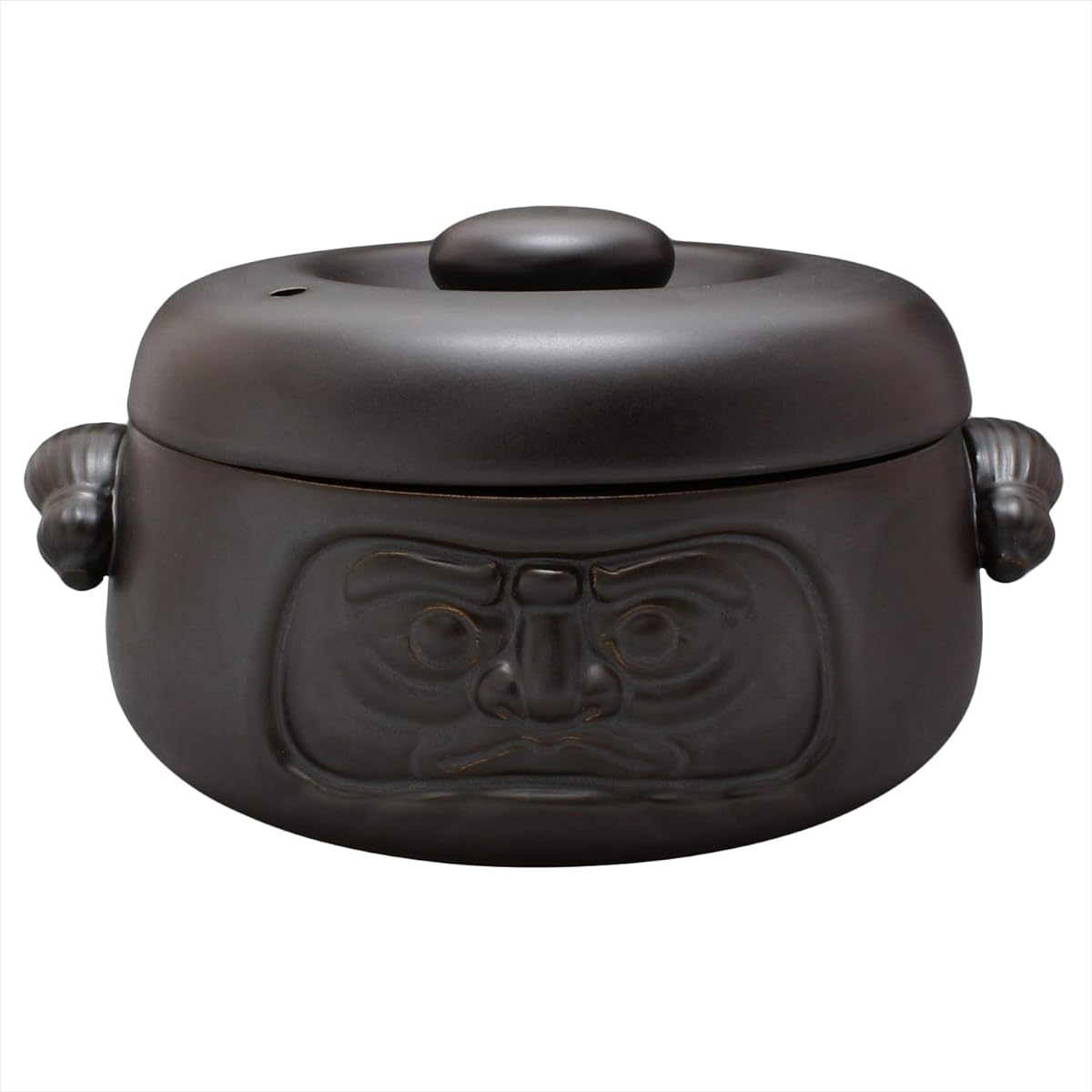 Tokoname Ware Manly Daruma Earthen Pot No. 8 Black K131007