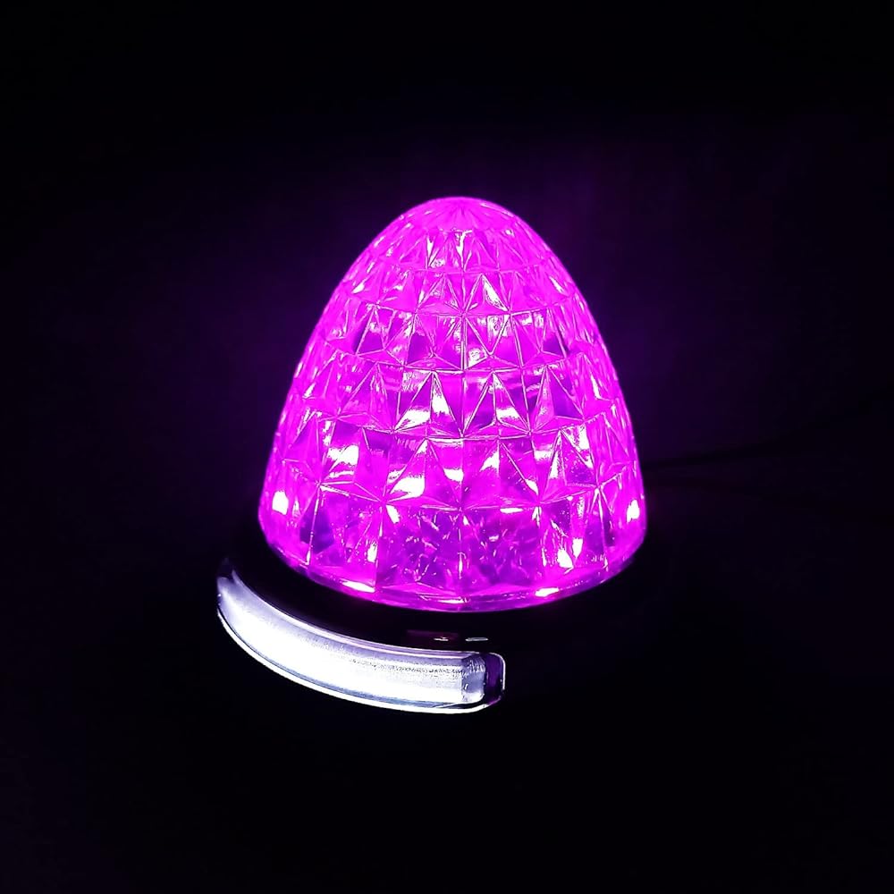 Customize 12V 24V Truck LED Marker Lamp with Roadside Light Function Side Marker Plated Ring 5-sided Crystal Cut Specification 22LED General Purpose Blue/Yellow/Red/White/Amber Each Color (Pink, 4 Pieces)
