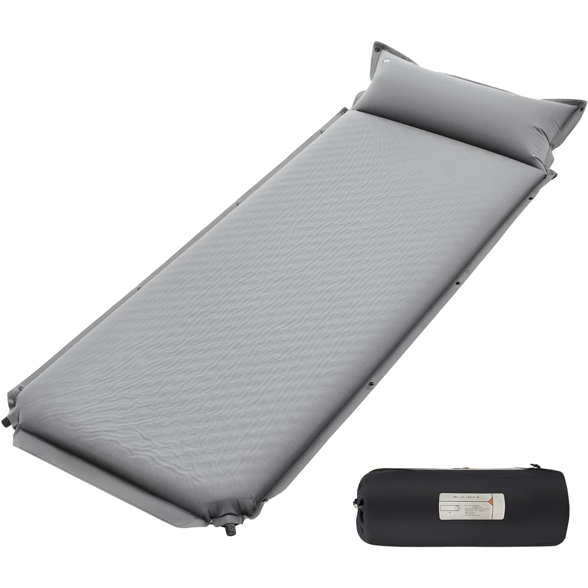 YETO Camping Air Mat with Pillow, Outdoor, Foldable, Compact Camping Mat, Thick 8cm, Tent Mat, Connectable, Waterproof, For Sleeping in the Car, Disaster Prevention, Inflator Mat, 193*63*8cm, Gray