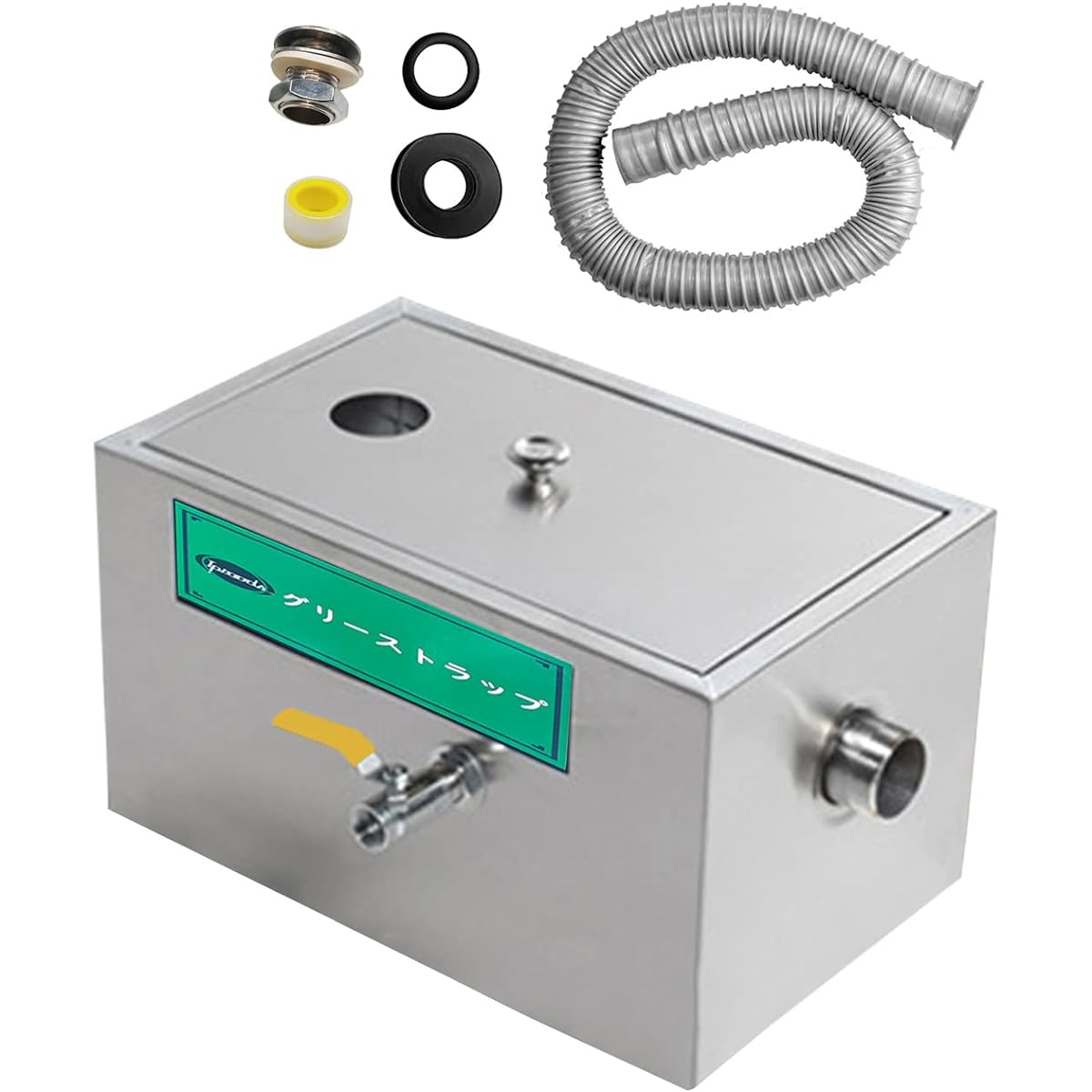 Iproods Grease Trap Stainless Steel Oil Water Separator for Kitchen Sink Drainage for Commercial Use, Kitchen Facilities, Restaurants, Home Use, Silver, Japanese Instruction Manual Included (400*250*230MM)