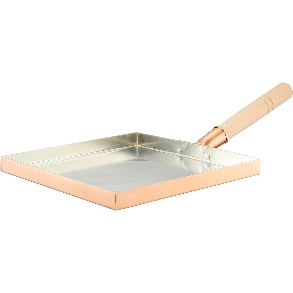 Endo Shoji TKG Egg Frying Frying Pan 24cm Thinly fried eggs Copper For use with gas fires Width x Depth x Depth (inner dimensions mm) 240 x 240 x 20 squares Weight (kg) 1.21 Wooden handle for hot cooking (installation required) BTM02024