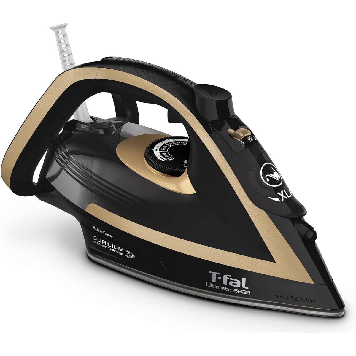 Tefal Powerful Steam Max 140g/min Corded Steam Iron "Ultimate 6828" Air Glide Hanging Surface Auto Clean Processing FV6828J0 Black x Gold