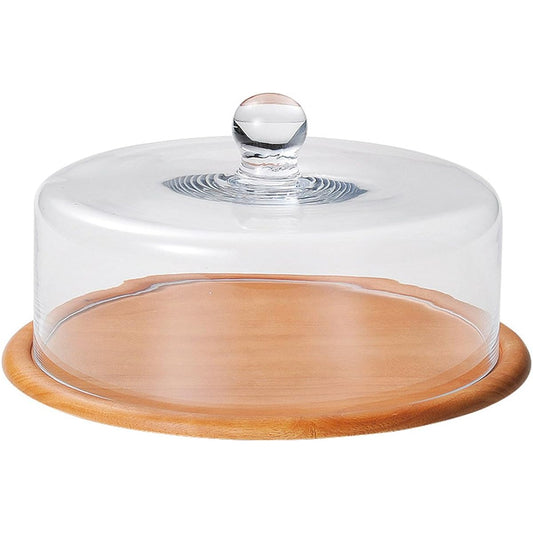 Koyo Pottery Glass Dome & Wood Plate Light Brown R5000102&T1815002