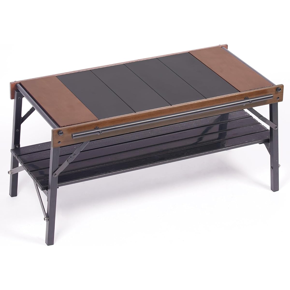 RcrCamp Oak Panel Table 85 Brown IGT Compatible Wood Aluminum Table Camping Table Outdoor Table Roll Table Folding Compact Panel Table Oak Multi-row Table
