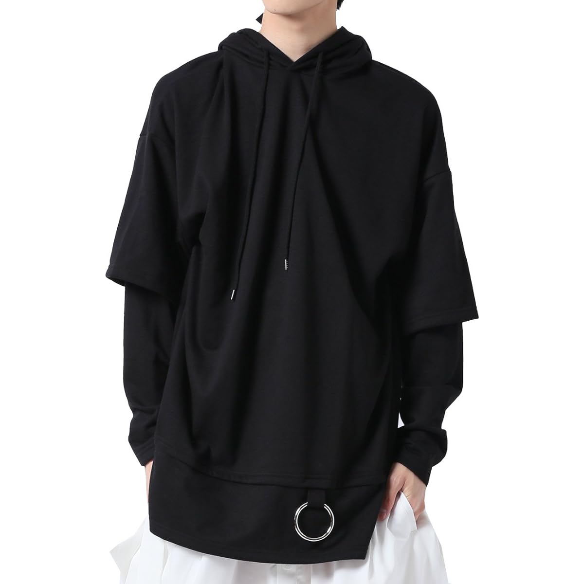 [Azu Super Sonic] Hoodie, Long Length, Mode Style, Faux Layered, Men's
