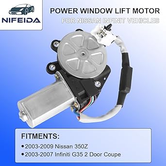 Power Windowlift Motor Front Right Snack Side Pinch Prevention Window Regulator Motor 2003-2009 Nissan 350Z 2003-2007 Infinity G35 2 Door Coupe for Coupe # 80730-CD00A 80730CD00A 742-512