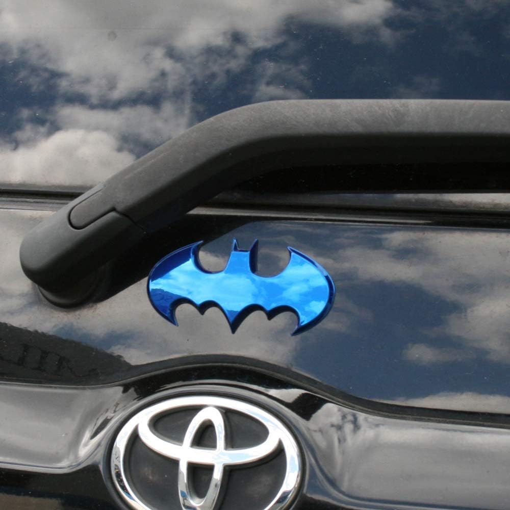 Fan Emblems Batman Batwing Logo 3d Car Emblem Blue Chrome, DC Comics, Automotive Sticker Decal Badge flexes to fully Adhere to Cars, Trucks, Motorcycles, Laptops, Windows, Almost Anything