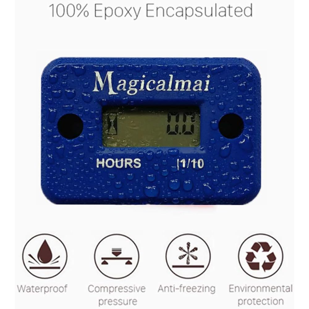 MAGICALMAI guidance time meter gas engine brass mowing machine dirt bike motor coscroville cart marine ATV boat motor generator waterproof time meter blue MG-HM-012