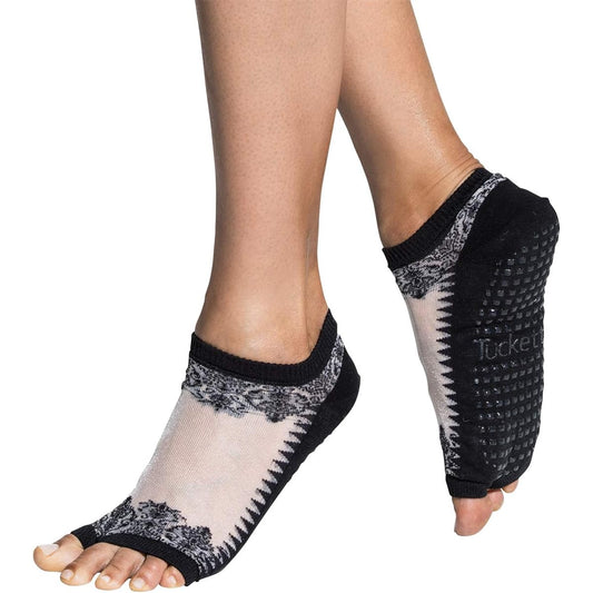 [Tucketts] Yoga Socks for Women, Non-Slip, Toeless, Non-Slip Adhesive Grip Socks - Pilates, Barre, Ballet (Flow) One Size Fits Most
