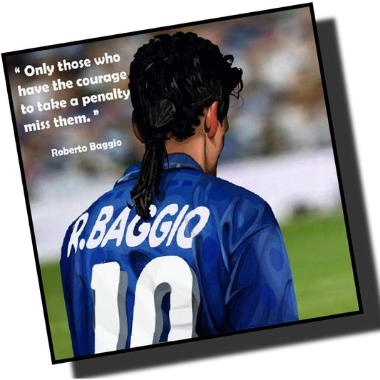 Roberto Baggio Italy National Team Overseas Soccer Graphic Art Panel Wooden Wall Hanging Interior Poster