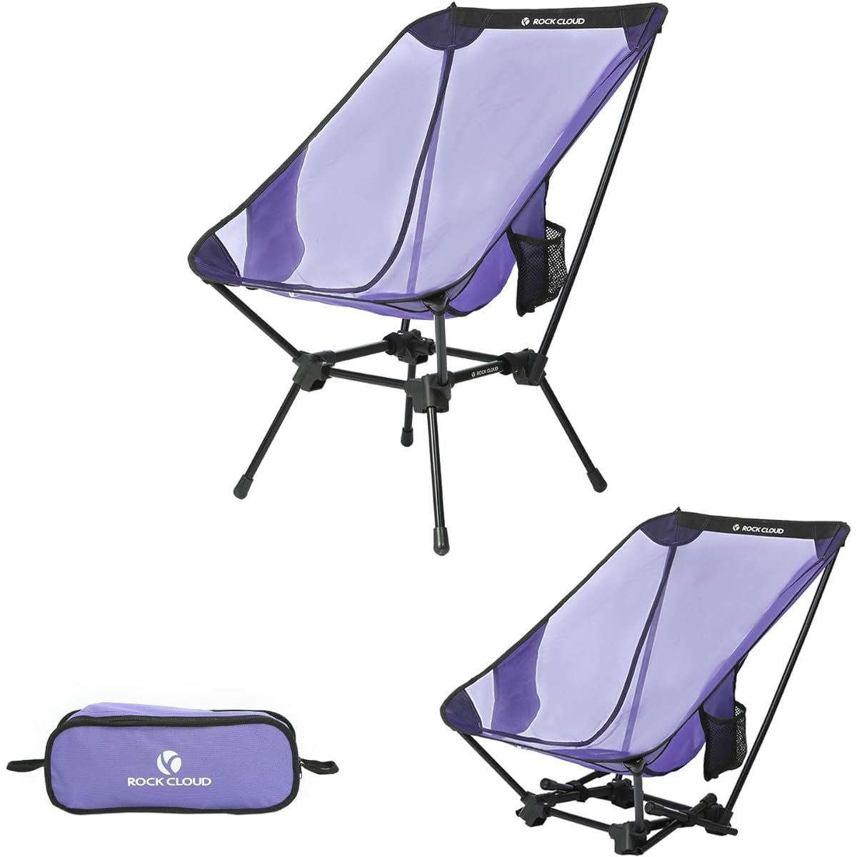 ROCK CLOUD Camping Chair, 2WAY Wide 60cm Mesh Outdoor Chair, Foldable, Ultra Lightweight, Compact Chair, Load Capacity 150kg, Easy to Carry for Fishing, Climbing, Hiking, Storage Bag Included
