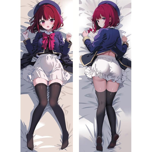 TARRA Oshinoko Body Pillow Cover Arima Kana Cushion Cover Arima Kana 2way Life-Size Doll Doujin Arima Kana Co-sleeping Double-Sided Print Comfortable Pleasure Pillow Cover Sound Sleep (50*160CM)