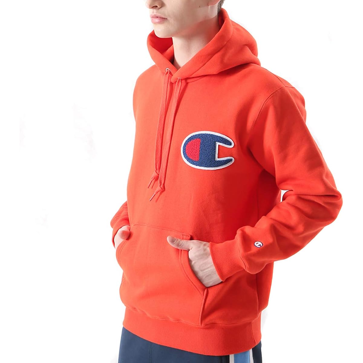 [Champion] Hoodie Sweatshirt Brushed Back Street Big C Logo Embroidery Sagara Patch Hooded Sweatshirt C3-E127 Men's