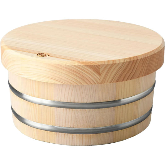 Ohitsu 2 Cups Wooden Hinoki Made in Japan Ohitsu Kiso Sawara Kitchen Utensils Cooking Utensils Kitchen Goods Compact Simple Branded with "Plum Knot" Pattern Domestic Craftsman Handmade Rice Japanese Tableware Natural Wood