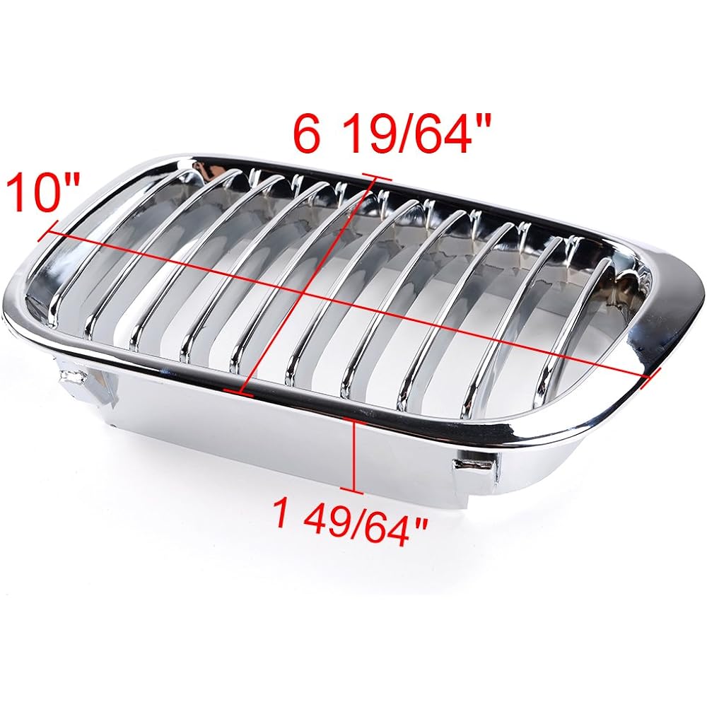 Anzio Front Food Kidney Glyl Grill LH RH For replacement 1998 -2001 OEM BMW E46 4 Door Sedan 320i 325i 328i 330i --- Glossy Chrome