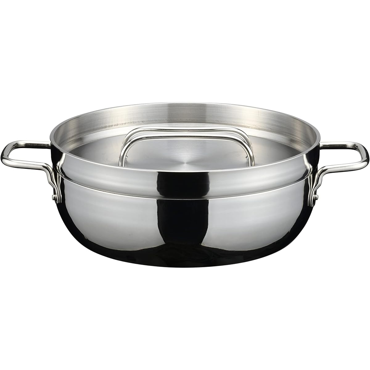 TSBBQ Light Stainless Steel Half Dutch Oven 10 inches Mirror Finish TSBBQ-029 [Made in Tsubame-Sanjo]