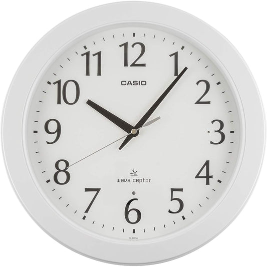 CASIO Wall Clock Radio Wave White Diameter 35.3cm Analog Always On Second Hand Stopped at Night IQ-900FLJ-7JF 35.3 x 35.3 x 6.3cm