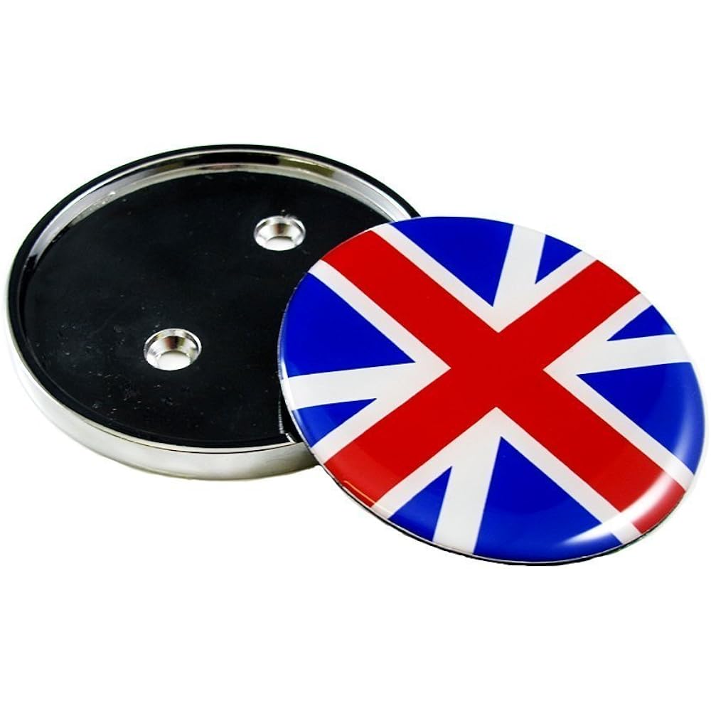 XOTIC TECH Front Grill Badge Holder British Flag Mini Cooper R50 R55 R57 R57 R60 R60 Compatible (Red/Blue)