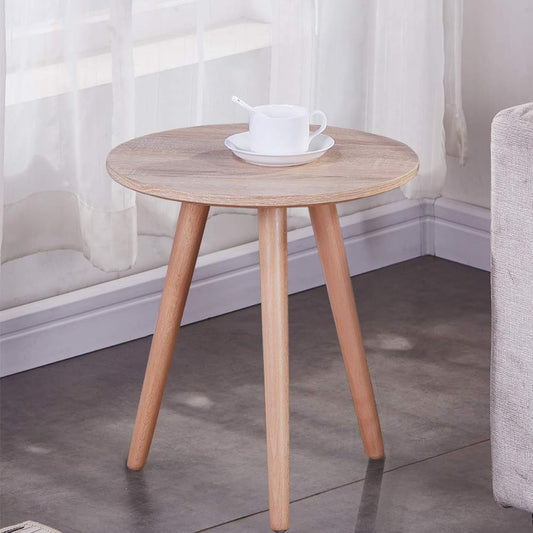 GOLDFAN Side Table Small Round Table Bedside Table Width 40cm Height 45cm Light Wood Grain Zelkova Legs