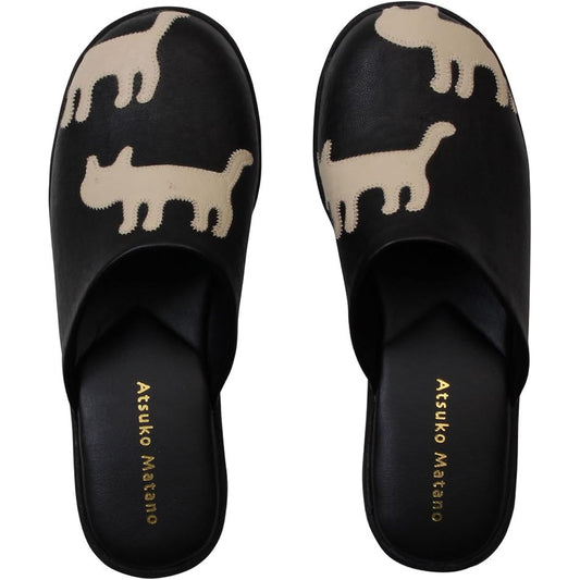 ATSUKO MATANO Silhouette Cat Sandals L Black AM45000