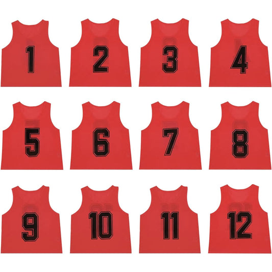 [NA] TOEPODO Children's Bibs, 12 Pieces, Numbers 1 to 12, Front, Front, and Back Numbers, Storage Bag Included, Available in 10 Colors, Sweat Absorbent, Lightweight, Good Breathability, Unisex, Soccer, Basketball, Futsal School, Events, Municipalities, S