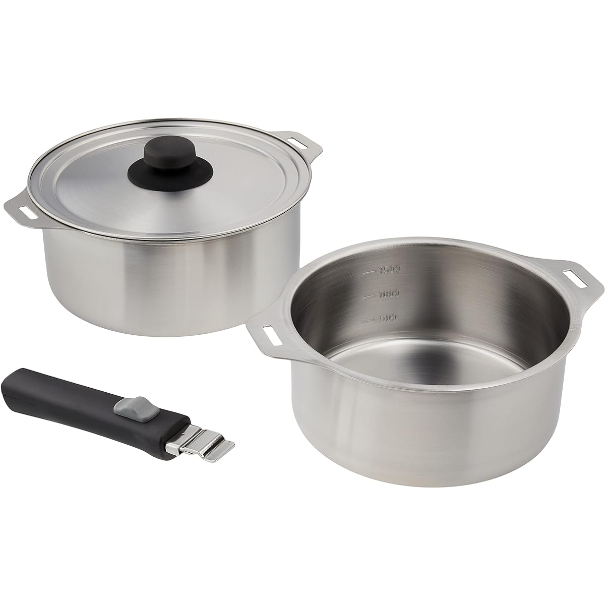 Wahei Freiz Tsubamesanjo Pot with removable handle, 2-piece set, 18cm 20cm, stainless steel, IH compatible, Tsubamesanjo EM-029