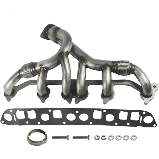 JDMSPEED Stainless steel exhaust manifold & gasket kit replacement Grand cherokie Wrangler 4.0L Jeep Select 1991-1999 (4.0L engine only) 33007072, 4883385 replacement.