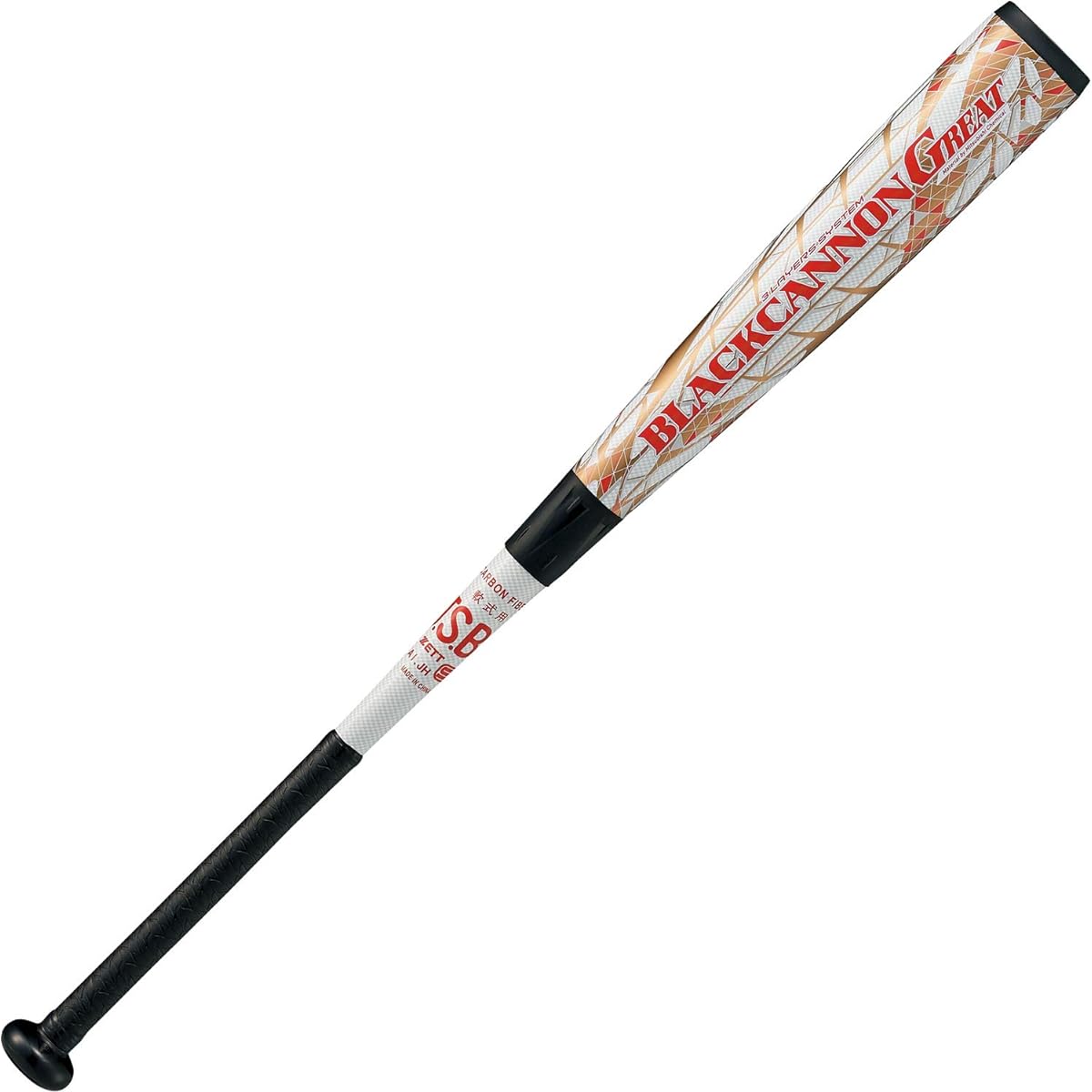 ZETT Soft Baseball Bat Black Cannon GREAT FRP (Carbon) White (1100) Comes with dedicated bat case
