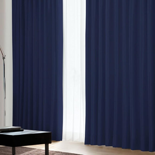 [Window Beauty] Grade 1 blackout [A La Carte] Curtain set of 2 + Curtain hooks already installed + Curtain tassels Royal Blue Navy Width 100 x Length 178cm Set of 2 Curtains only