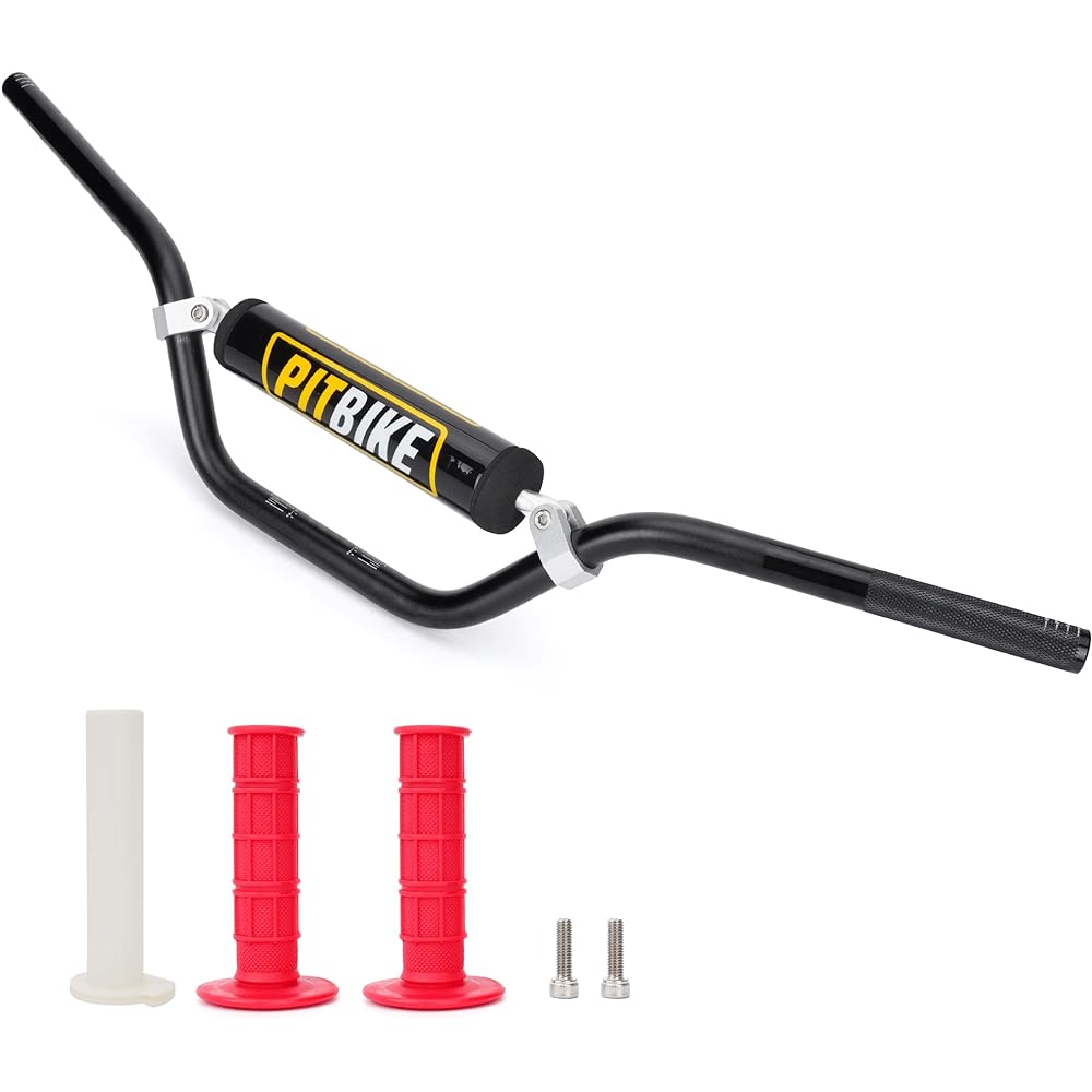 Wingsmoto Motorcycle 7/8" 22mm Handlebar Black Handlebar + Foam Pad + Red Grip for CRF YZF KXF KLX RMZ DRZ KTM Pit Dirt Bike Motocross