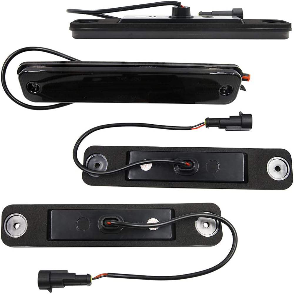 LED Side Marker Light Kit 2003-2009 Hummer H2 Smoke Lens Amber/Front Red/Rear Turn Signal Light Lamp Exchange OEM NO: 25952319 Side Fender Lamp