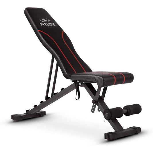 FLYBIRD Training Bench, Incline Bench, Adjustable Flat Bench, Adjustable, Easy Angle Adjustment, No Assembly Required, Foldable, Convenient Storage, Sit-up, Load Capacity 270KG, Muscle Training, Home Use, Japanese Instruction Manual