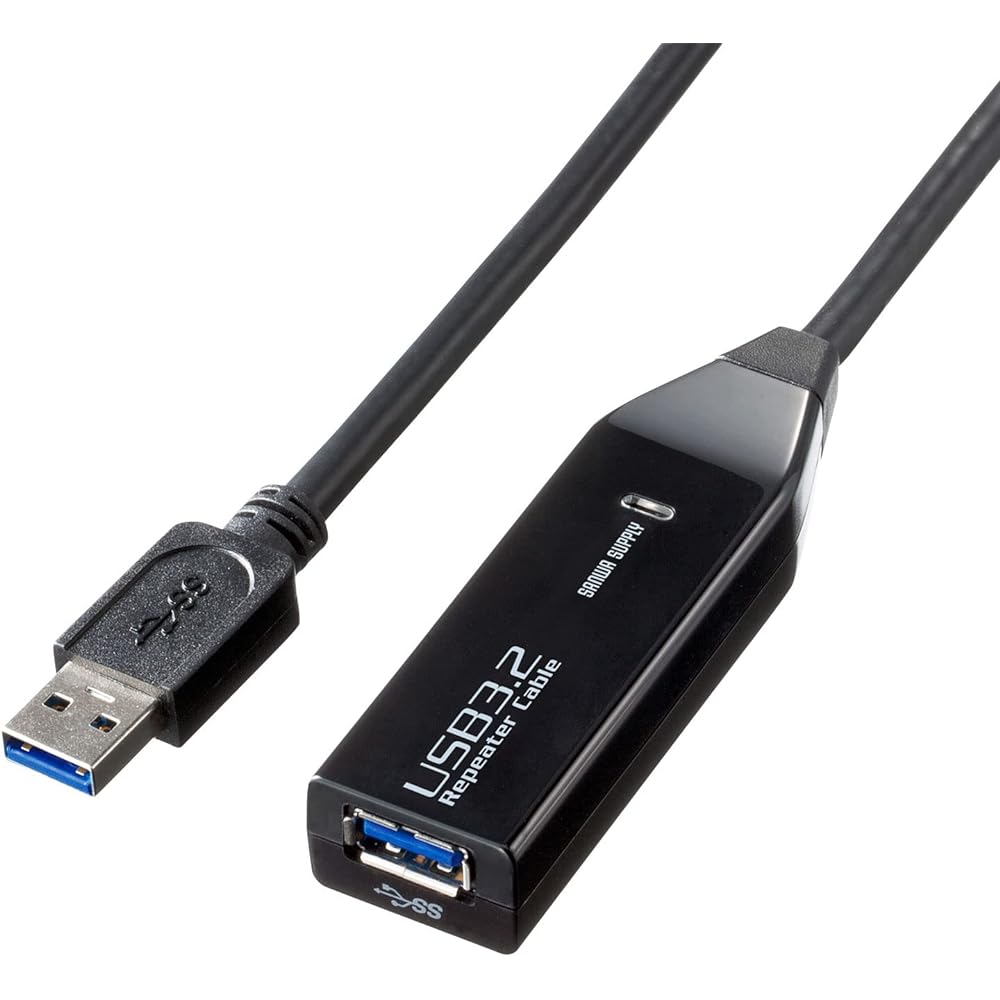Sanwa Supply USB Extension Cable 3m Extension (USB3.2 Gen1 Active Repeater Cable) Daisy Chain Connectable (Up to 8m Extension) KB-USB-R303N
