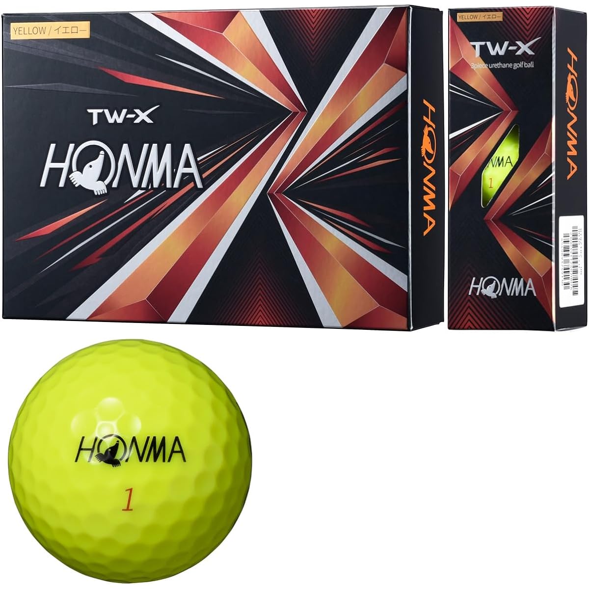 Honma Golf Ball TW-X TW-S 2021 1 Dozen 12 Balls White Yellow 3 Piece Tour Spin Distance TOUR WORLD Honma HONMA/TW-X_2021/Yellow