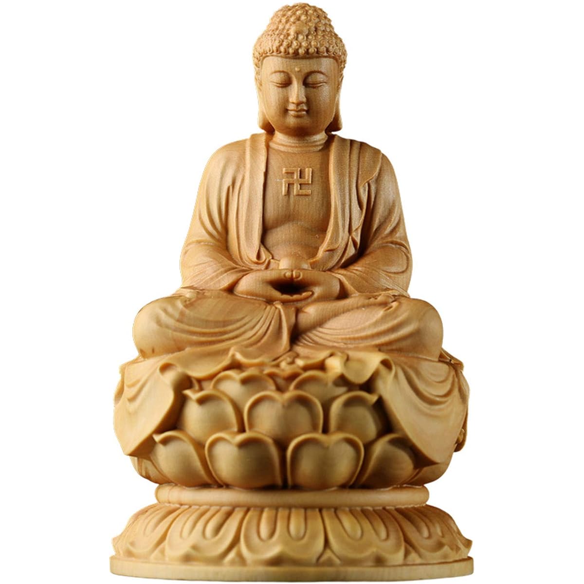 Buddha Statue, Shakyamuni Buddha Statue, Soto Zen Buddhism, Shakyamuni Buddha Seated Statue [Tathagata] Buddha Lotus Stand, High Quality Natural Boxwood Wood Carving, Tathagata Buddha Statue, Carved Buddha Statue, Wooden Buddha Statue, Hand Carved Buddha