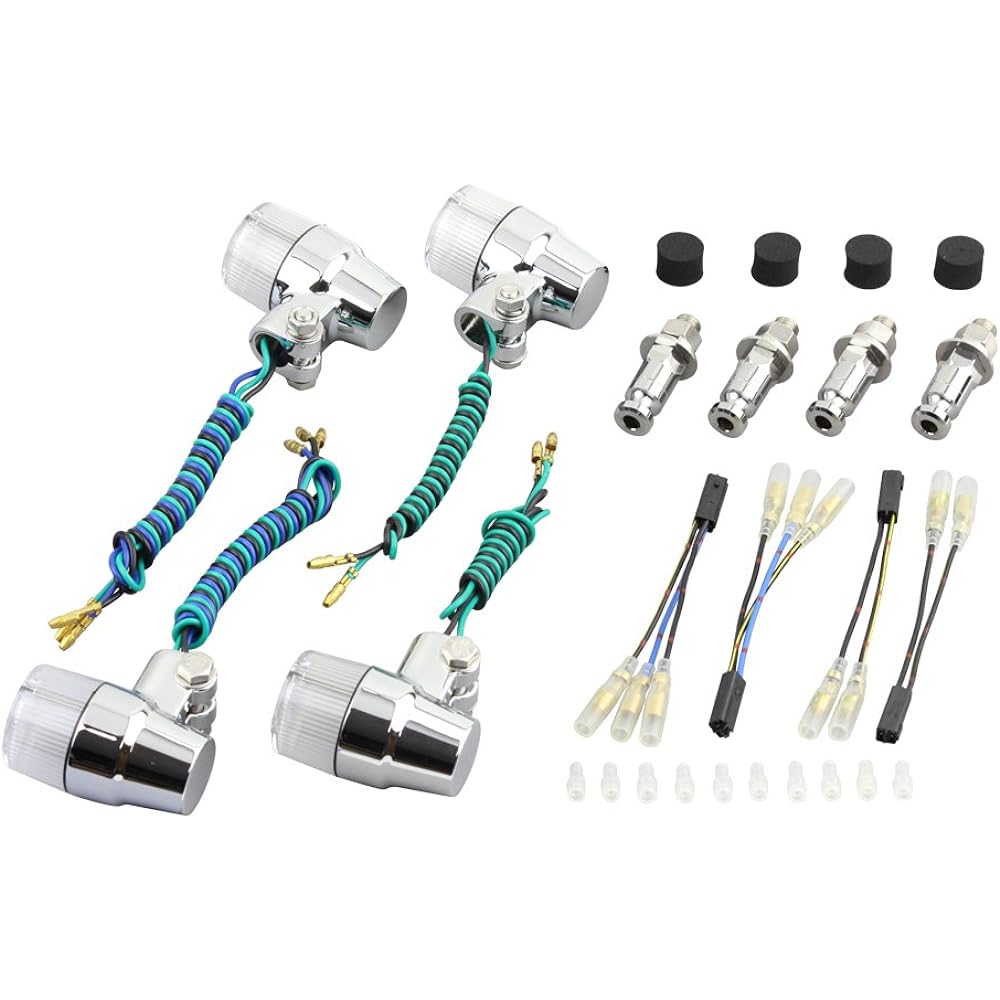 POSH Motorcycle Supplies Super Bike Mini Type Turn Signal Vehicle Specific Set ZEPHYR750/RS('04~) ZRX400II('04~) Plated Body/Orange Lens 031632-33