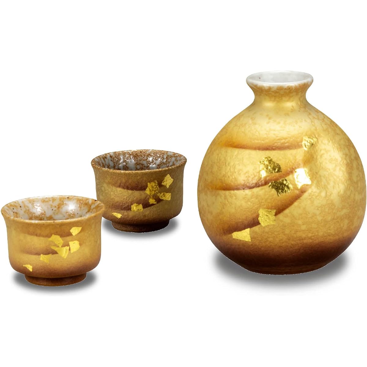 Sake sake bottle tableware Kutani ware evening drink sake set gold leaf pottery brand Japanese tableware made in Japan
