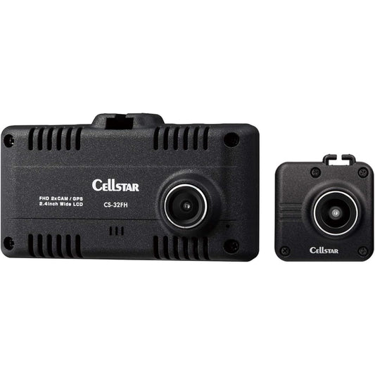 CELLSTAR 2-camera drive recorder CS-32FH Made in Japan 3 year warranty Front and rear Full HD recording GPS notification function GPS 2.4 inch touch panel 32GB microSD included CELLSTAR