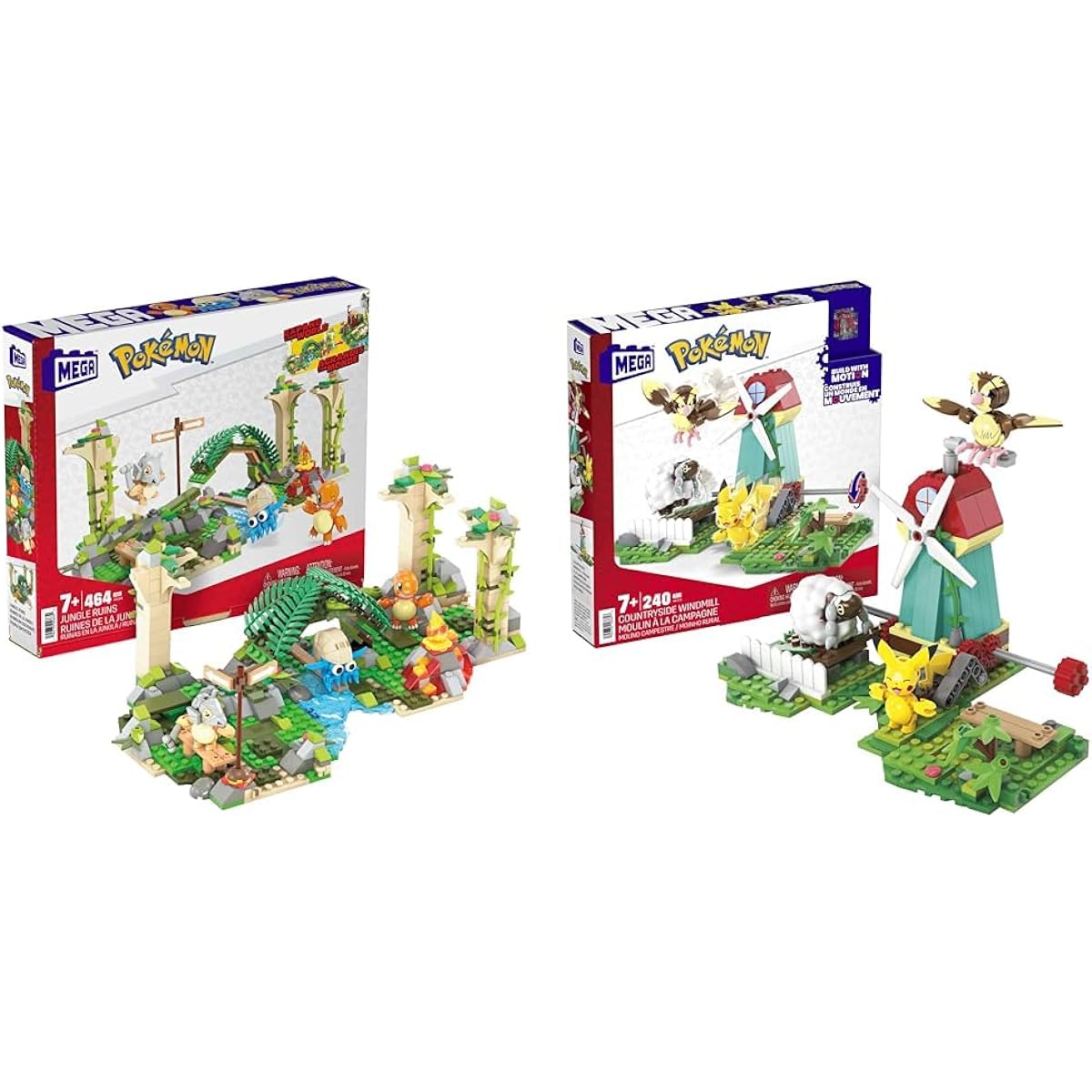 MEGA Pokemon Adventure World Hakken! Ancient ruins in the jungle & Pikachu and the merry wind hill ~ Set of Poppo, Wooloo and spinning windmills