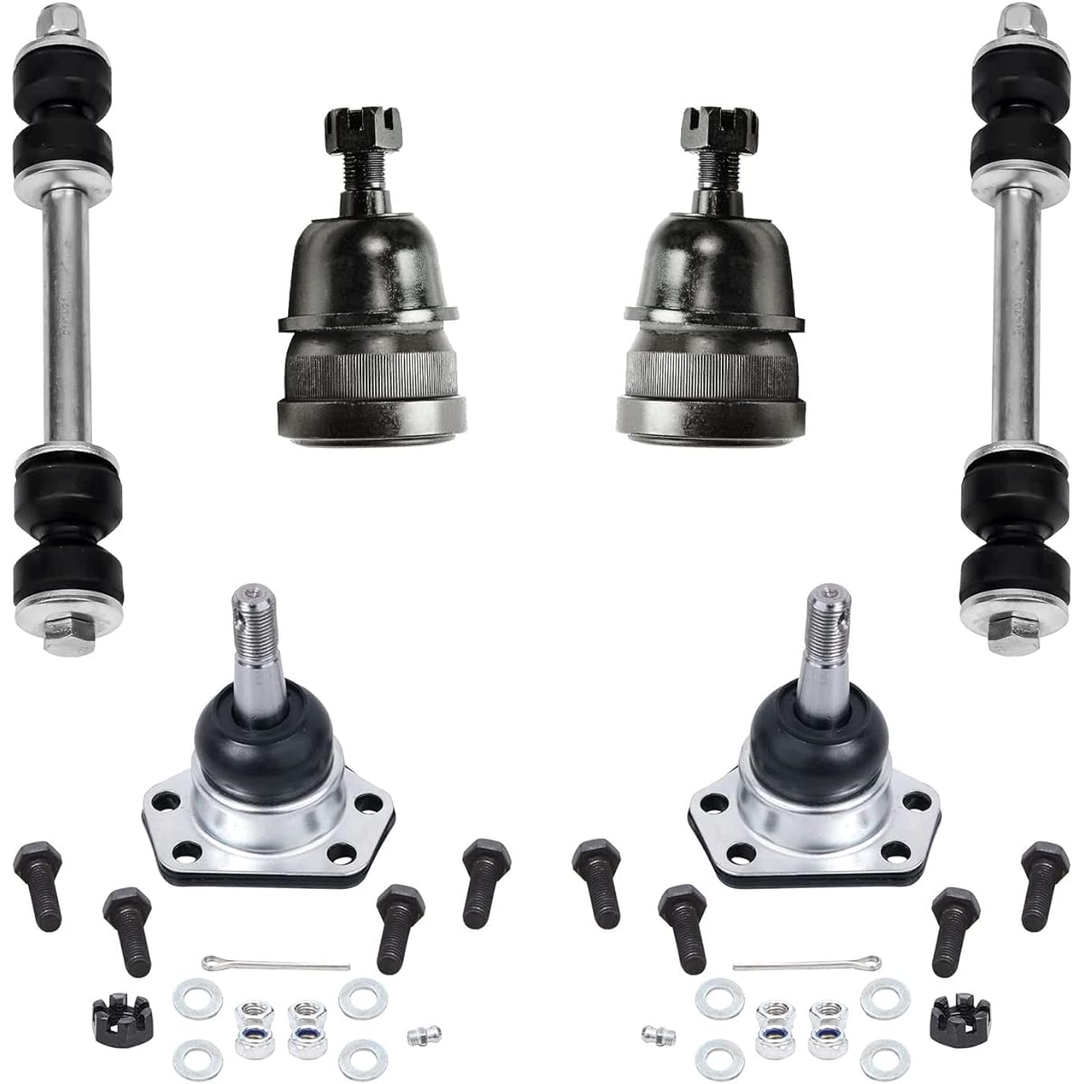 2WD track only -new 6 -piece front suspension kit -2 lower ball joints, 2 upper ball joints, 2 front swabrds end drinks.