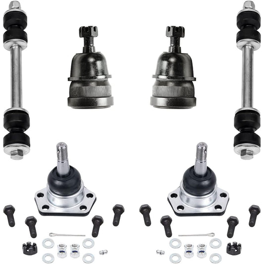 2WD track only -new 6 -piece front suspension kit -2 lower ball joints, 2 upper ball joints, 2 front swabrds end drinks.